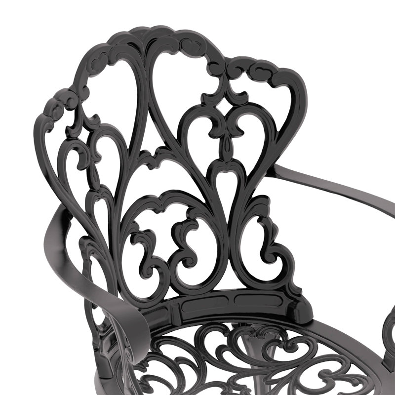 Ensemble de 3 meubles de patio en aluminium coulé avec coussins beiges, 2