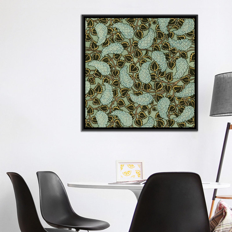 «Nouveau Textile Motif V», impression sur toile, H 18 po x l 18 po x P 1,5 po, Toile avec cadre noir, Pas de tapis