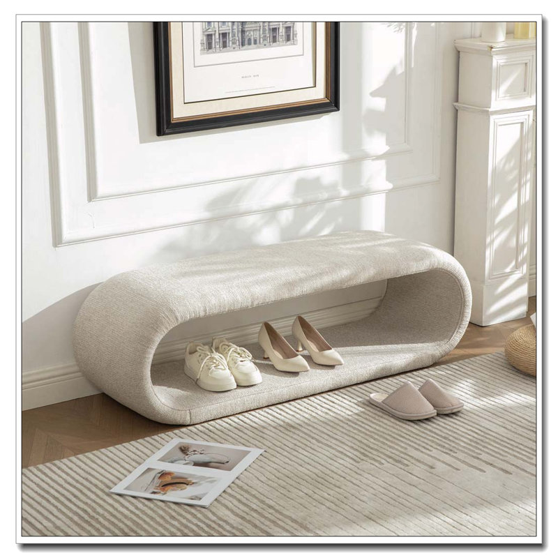 Banc rembourré en chenille de 52,17 po de largeur, Blé