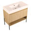 Ensemble de meuble-lavabo 36 po avec lavabo simple en résine, ensemble d'armoires de rangement 2 portes, bois massif multicouche, chêne