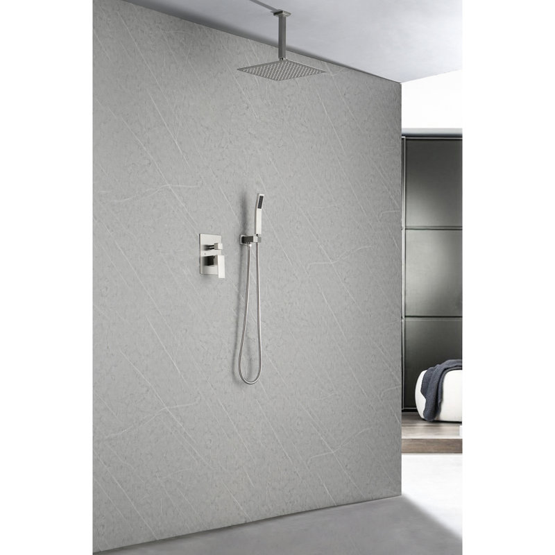Wall Mounted Shower System, 12" Rain Head Luxury, With Stainless Steel Construction Inch Shower, Luxury Bathroom , Solid Brass Balancing Valve