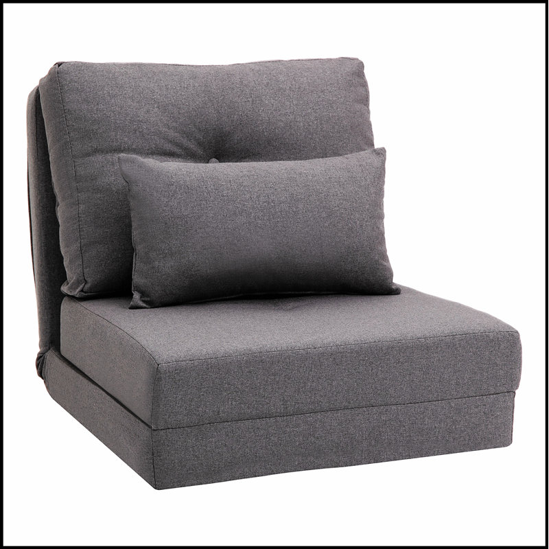 2-in-1 Floor Lazy Sofa with 5 Position Adjustable Backrest for Ultimate Comfort and Versatility, Dark Gray Linen