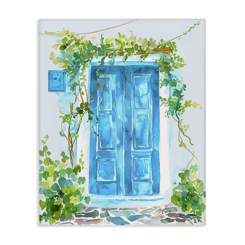 Art mural sur toile de vigne bleue par Andrea Haase, H 20 po x l 16 po