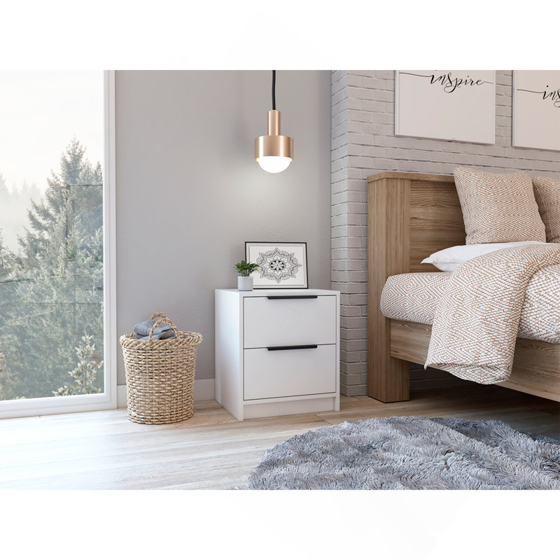 Cannon 2-Drawer Nightstand White, White