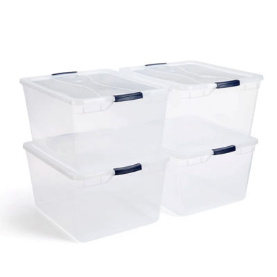 Rubbermaid Cleverstore Clear 71 Qt. Plastic Lidded Storage Bins, 4 Pack -  RMCC710010-4pack