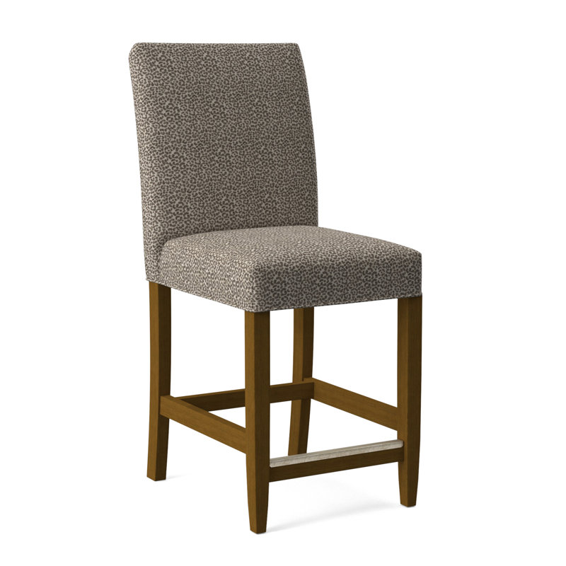 Tabouret de comptoir 24 po Manhattan, Finition Havana, Tissu blanc performance 0851-94