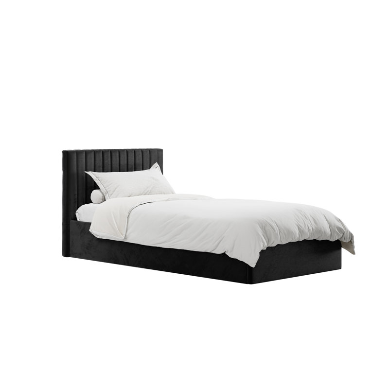 Berlin Upholstered Ottoman Storage Bed, Black, Single (3')