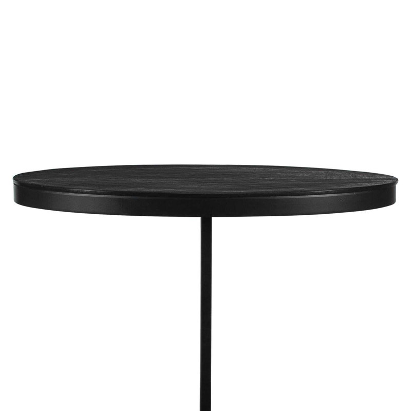 Weny Accent Table, 21 Inch Oval Top, Black Aluminium And Iron Base