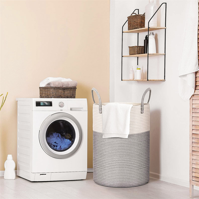 Fabric Laundry Hamper with Handles, Grey