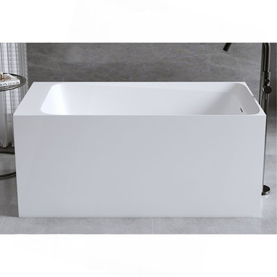 51'' Solid Surface Matte Tub, Freestanding Solid Surface Resin Stone Bathtub, Solid Surface Matte White Soaking Tub,Free Standing Tub With Overflow And Pop-Up Drain, Matte White