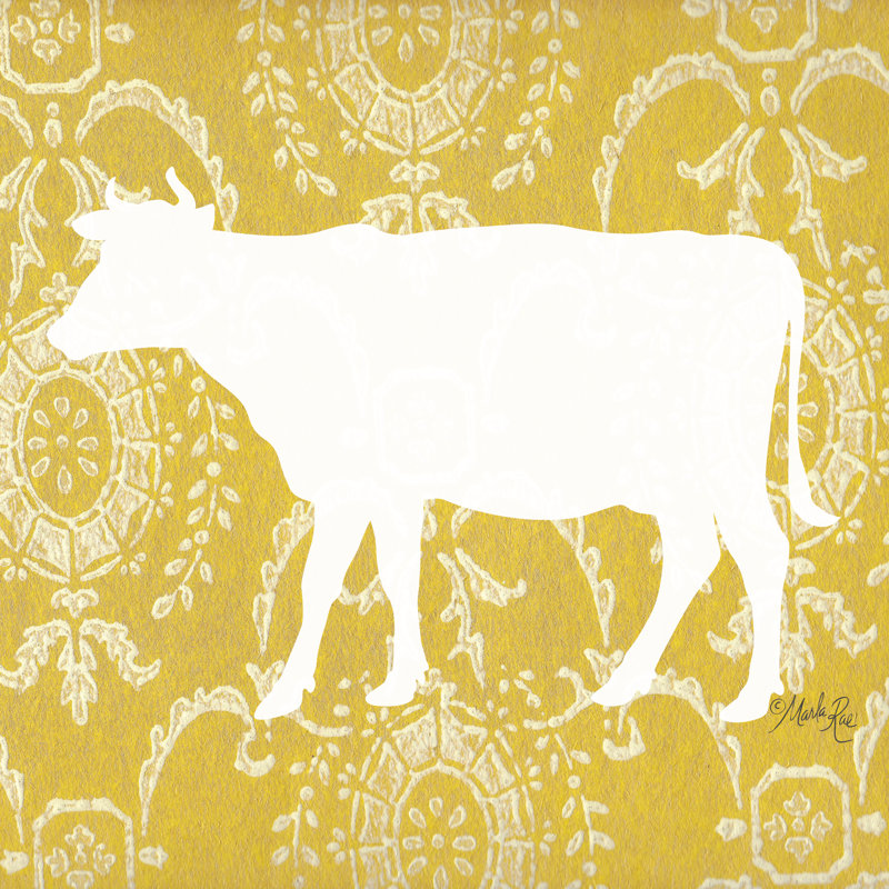 «Cow Cow Silhouette» par Marla Rae - reproduction, H 12 po x l 12 po, Non, Toile tendue