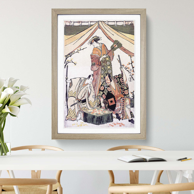 Oakinai Hiru-Ga-Koshima by Torii Kiyonaga - Picture Frame Painting Print, 36cm H x 27cm W x 2cm D, Oak Framed