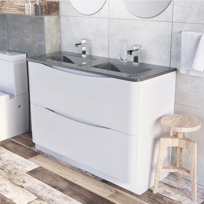 Stanhope 1200 mm Freestanding Double Vanity with Integrated Glass Basin
