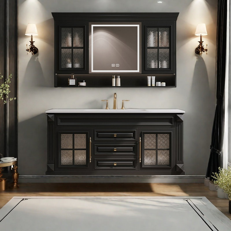 Armoire de salle de bain style français de luxe rétro, H 21,6 po x l 51,1 po x P 21,6 po