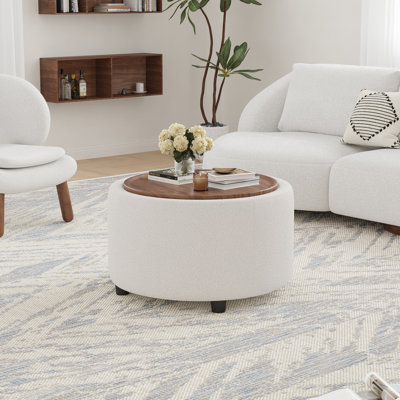 28" Round Coffee Table with Shelf for Living Room
