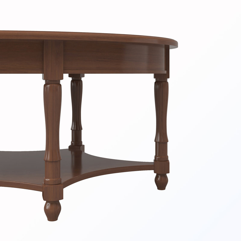 Table basse ovale avec tiroirs et tablettes, Dark Walnut