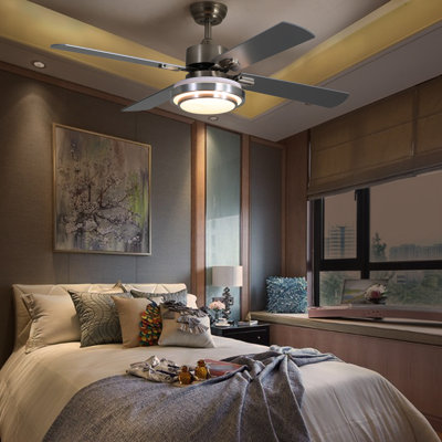 Blayten 4 - Blade LED Standard Ceiling Fan with Remote Control and Light Kit Included (FINXIN)