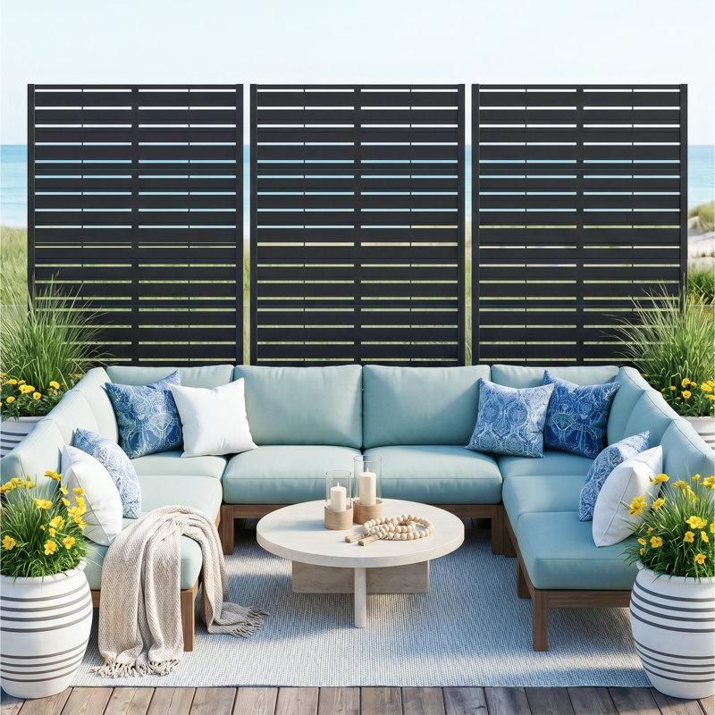 Panneau de clôture de jardin autoportant en métal, brise-vue d'extérieur, 150 cm H x 75 cm L, pour patio, balcon et piscine