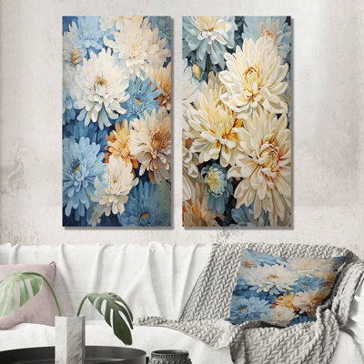 Minimalisme mamans, peinture en bleu et or - ensemble de 2 décorations murales de mamans