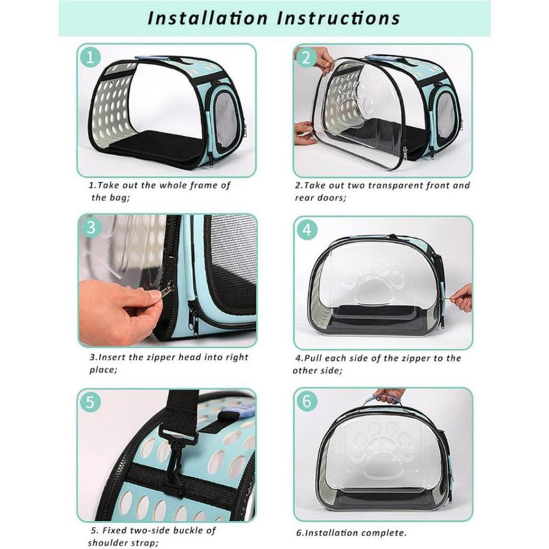 Emballage respirant pliable pour chat, Gris, 11.22" H x 16.54" W x 12.99" D