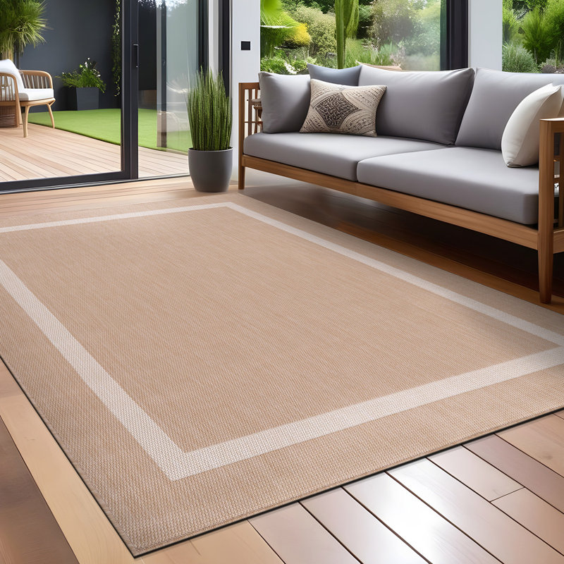Waikiki Geometric Indoor/Outdoor Rug, Rectangle 5' x 7', Beige
