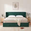 Structure de lit tapissier Annek avec rangement relevable, tête de lit à oreilles de H 40,9 po, lattes de bois et structure en métal, plusieurs tailles et options de tissu disponibles-1542829533-1537809586