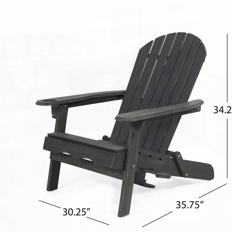 Outdoor Wood Adirondack Chair, Dark Gray