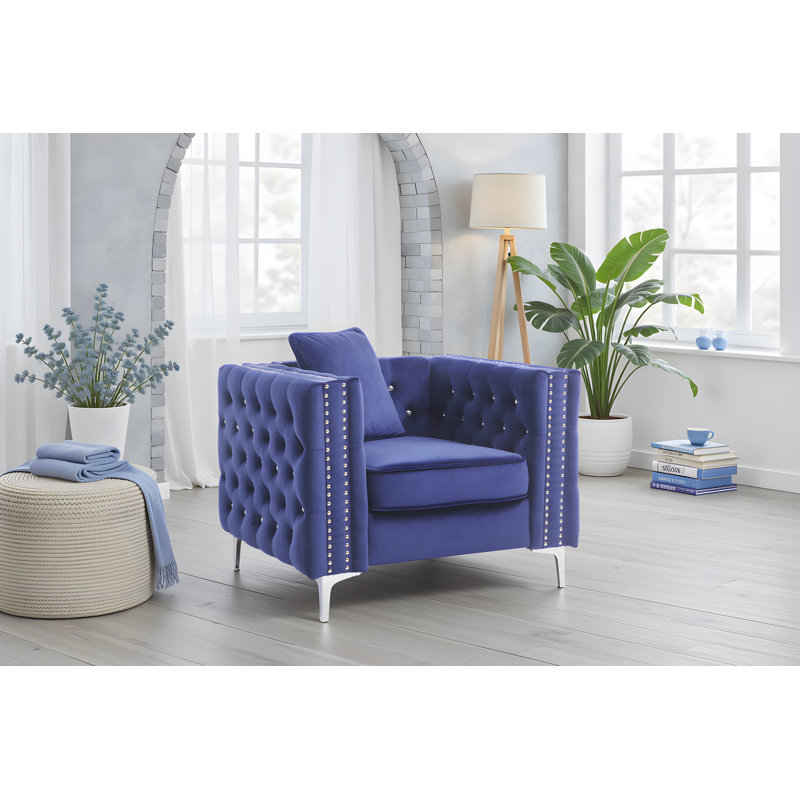 Chaise en velours Lyon, Velours bleu