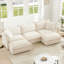 Canapé modulaire 3 places à assise profonde, housse en chenille, salon élégant et confortable, style moderne