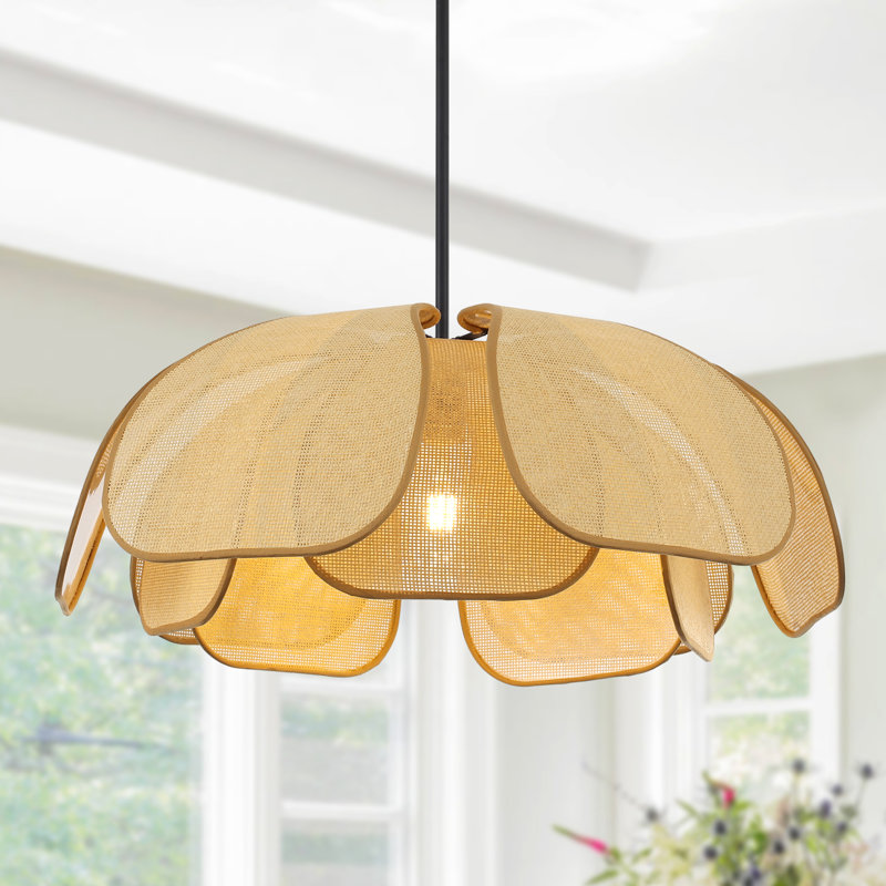 1 - Light Dimmable Petals Paper Rattan Bohemian Chandelier