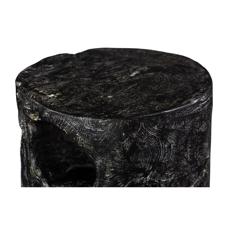 Black Wash Solid Wood Round Stool