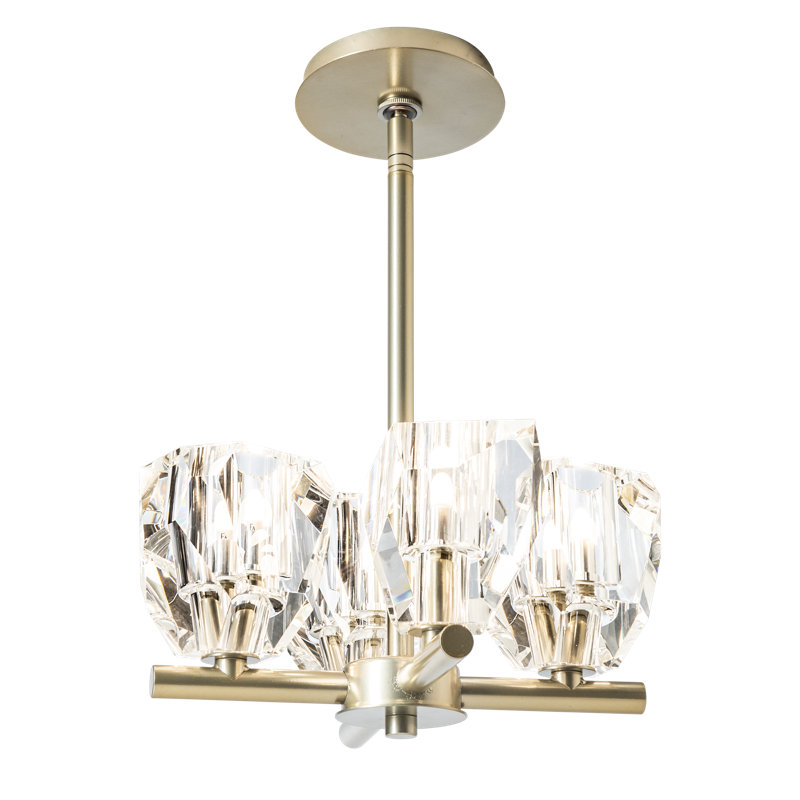 Gatsby 4 - Light Shaded Classic/Traditional Chandelier with Crystal Accents, Modern Brass