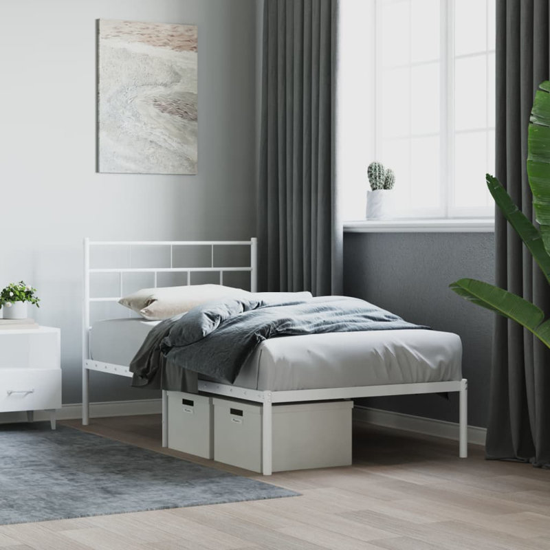 Naome Metal Bed, White, 75 x 190cm