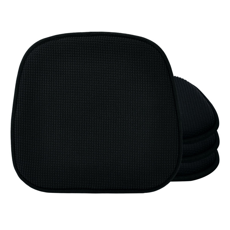 Indoor 1.3'' Dining Chair Seat Cushion, Black Polyester/Polyester Blend