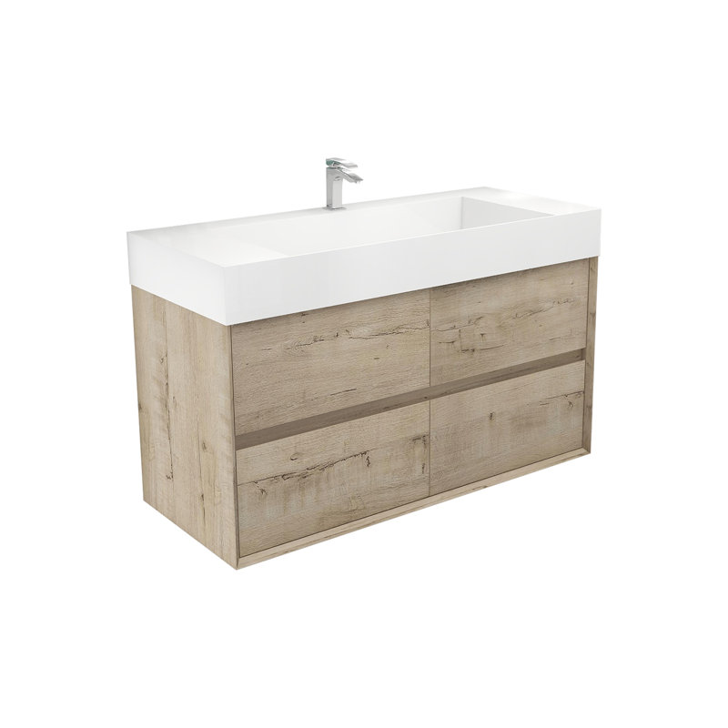 Meuble-lavabo mural simple 48 po, Chêne blanc