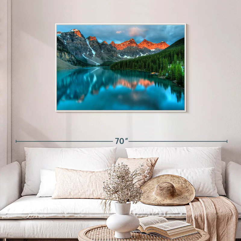 Tranquil Moraine Lake, Cadre flottant blanc, 43 po x 29 po