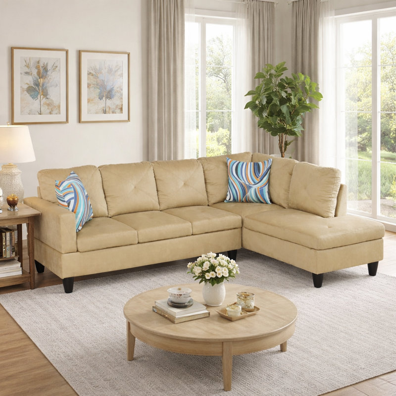 Cassie 97" Wide Sofa & Chaise, Black Linen Blend, Right Hand Facing