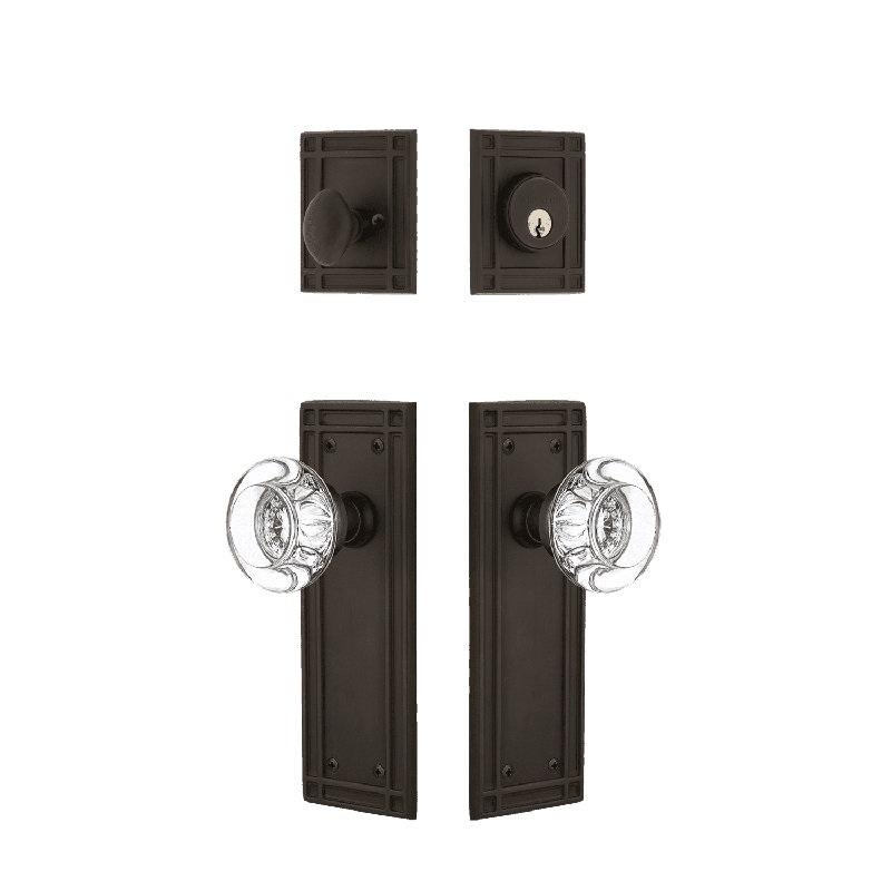 Nostalgic Warehouse Mission Entry Set with Round Clear Crystal Knob, Oil-Rubbed Bronze, 2.75