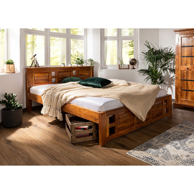 Oxford Solid Wood Storage Bed, Honey, European Double (140 x 200cm)