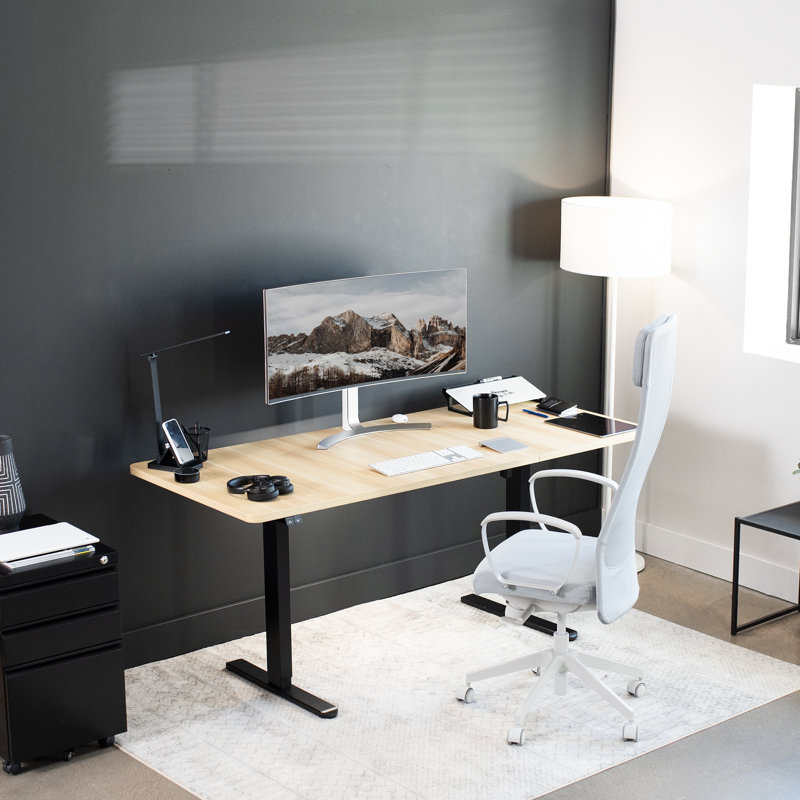 71" x 30" Electric Desk with 2 Button Controller DESK-KIT-0B7B Series, Light Wood