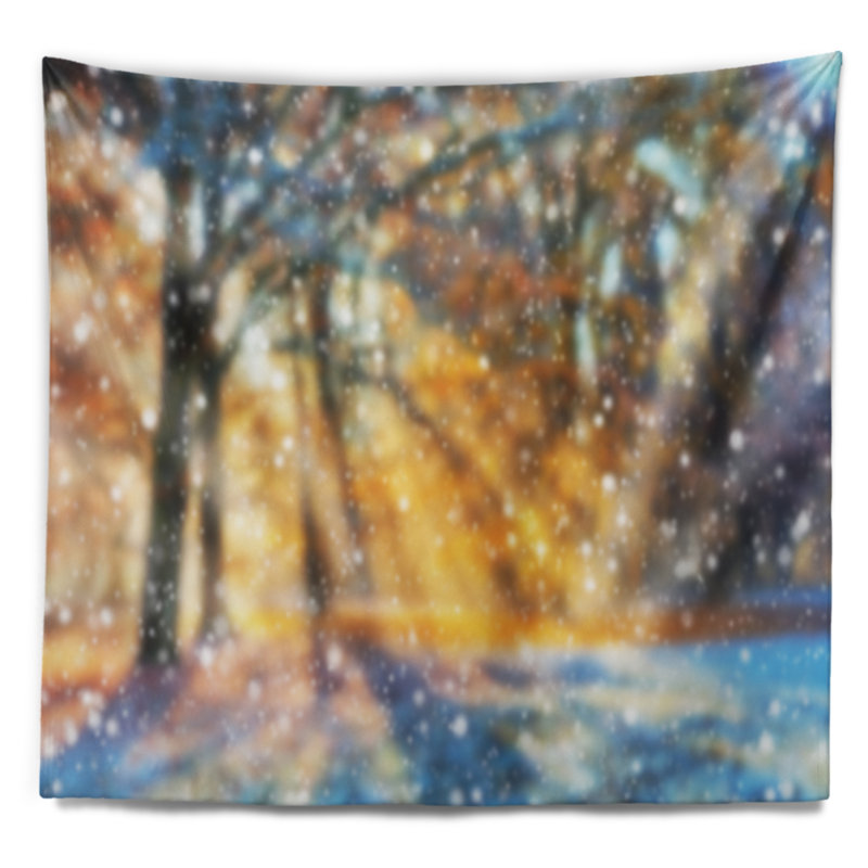 Paysage flou avec tapisserie flocons de neige, H 68 po x l 80 po