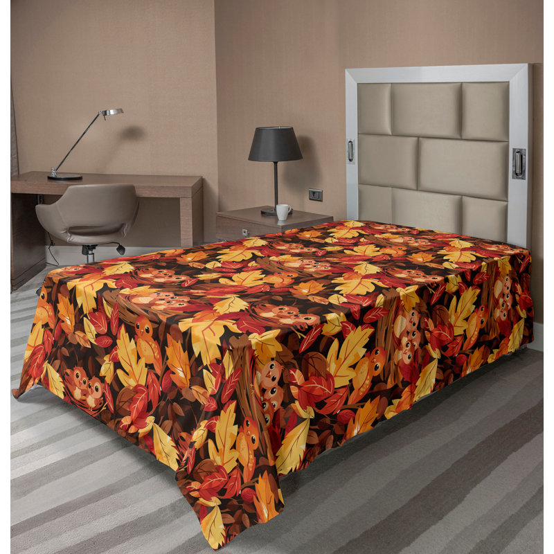 Drap plat moderne de style bohème Ambesonne, Cannelle et ambre / motif floral orange, Drap plat pour lit simple