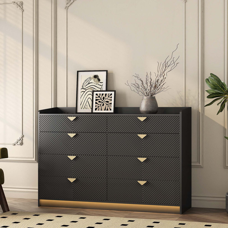 Commode 6 tiroirs en bois avec lumières DEL