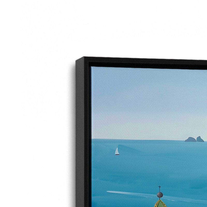 Amalfi Blue Horiz, H 21 po x l 31 po, Cadre flottant, Noir satiné