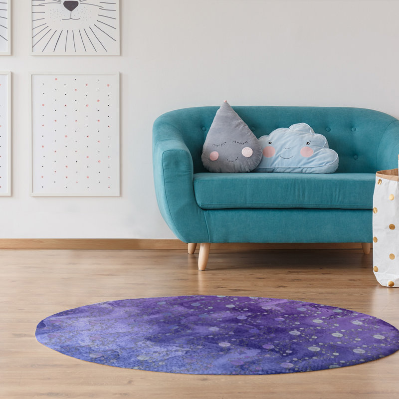 Chenille Polka Dots Indoor Rug, Round 5'