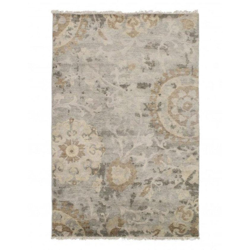 Canvello Ivory Hand Knotted Modern Rug - 5'9'' X 8'11''