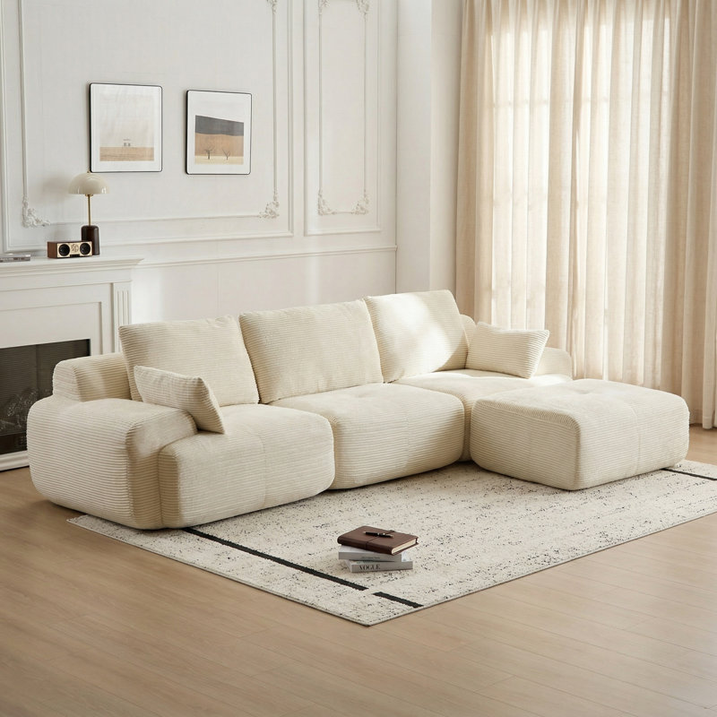 Canapé modulaire Cloud Comfort - Velours côtelé, sans assemblage, Beige