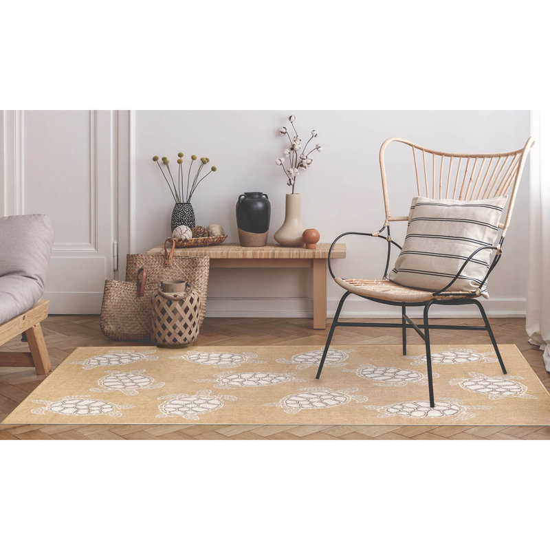 Tapis brun clair intérieur / extérieur Saldanha, Rectangle 3 pi 3 po x 4 pi 11 po