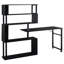 Table de coin en L pour bureau à domicile, table d'ordinateur rotative avec bibliothèque à 5 niveaux, quatre méthodes d'installation, roulettes verrouillables (noir)
