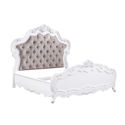 White Queen Bed With A Fashionable Design And Comfortable Mattress Support An Elegant Appearance Construction
